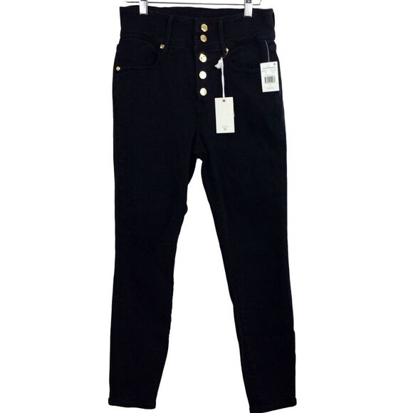 Good American Womens Good Waist Button Fly High Rise Skinny Corset Jeans Black 0 - Picture 1 of 8